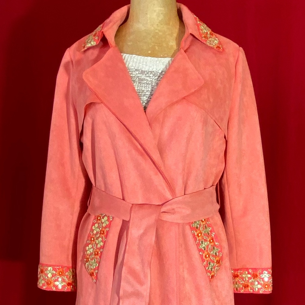 Chic Pink Embellished Coat, size S